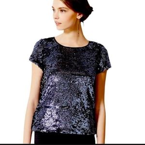 Anthropologie Leifsdottir Blue Sequin Top